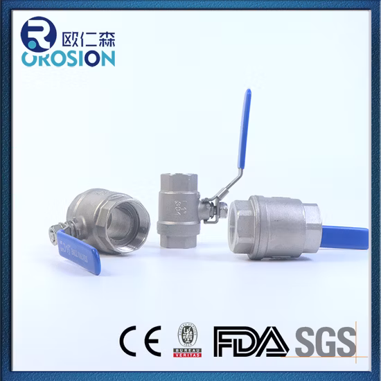 Punho de aço inoxidável SS304 316 com rosca interna de travamento BSPP BSPT NPT 2PC válvula de esfera